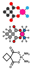 Carboplatin cancer chemotherapy drug molecule.