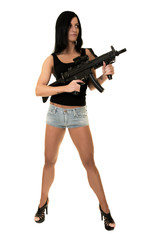 Fototapeta premium Beautiful woman with gun 