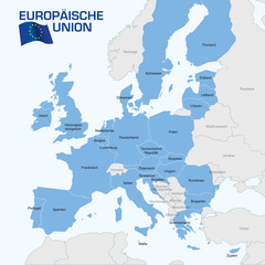 Naklejki  Mapa Europy - Unia Europejska