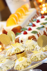 Christmas lemon poppy seed muffins on the decorated table