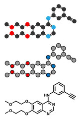 Erlotinib cancer drug molecule.