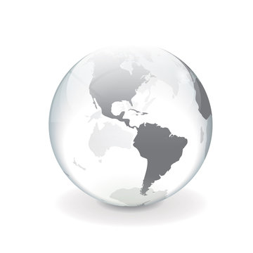 White gray vector world globe - america