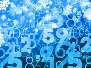 winter xmas sale random numbers blue background