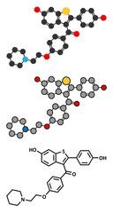 Raloxifene osteoporosis drug molecule. 