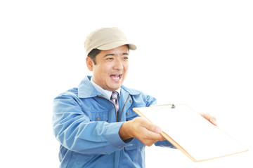 笑顔の労働者