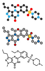 Sildenafil erectile dysfunction drug molecule.