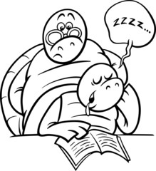 sleeping turtle on lesson coloring page