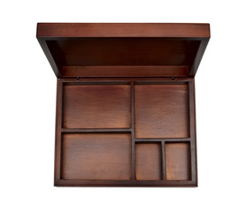 Wooden box on white background
