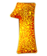 1 number made of shiny material