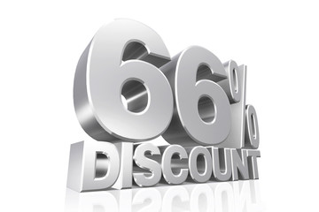 3D render silver text 66 percent discount.