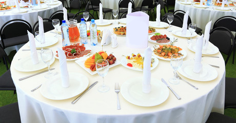 Serving table prepared for event party or wedding