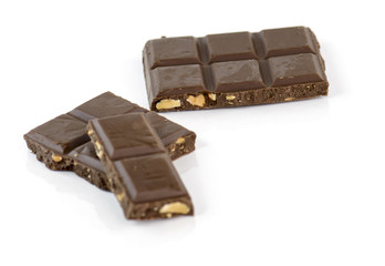 chocolate bars isolated on white background