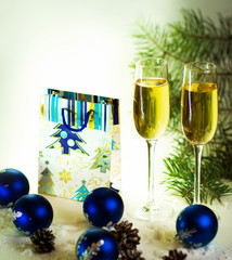 Two champagne glasses ready to bring