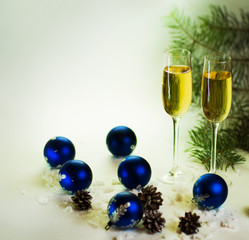 Two champagne glasses ready to bring