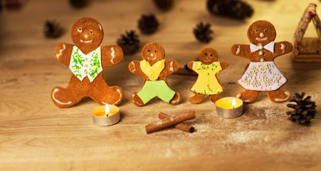 Christmas gingerbread men candles