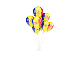 Flying balloons with flag of andorra