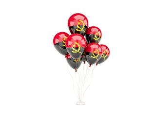 Flying balloons with flag of angola