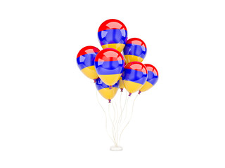 Flying balloons with flag of armenia