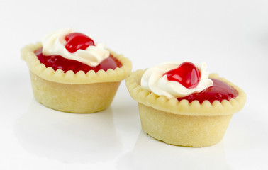 tart vanilla cream on white background
