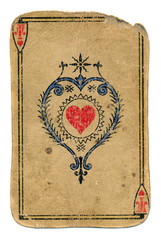 antique playing card ace of hearts isolated on white - 73760699