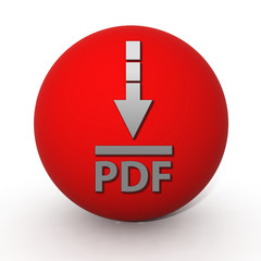 Pdf download circular icon on white background