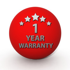 One year warranty circular icon on white background