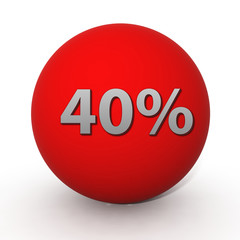 Fourty percent circular icon on white background