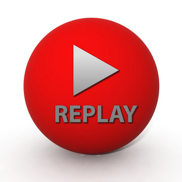 Replay circular icon on white background