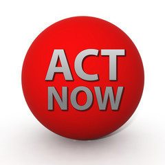 Act now circular icon on white background