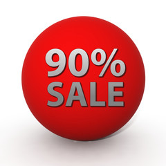 Sale ninety percent circular icon on white background