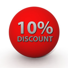 Discount ten percent circular icon on white background