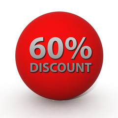 Discount sixty percent circular icon on white background