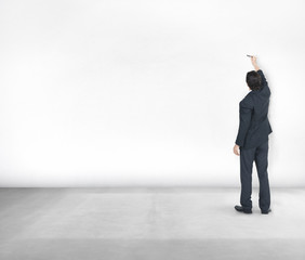 Fototapeta premium Businessman White Wall Ideas Concepts Copy space Concept