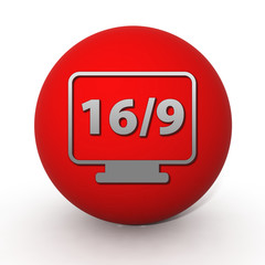 16/9 movie circular icon on white background
