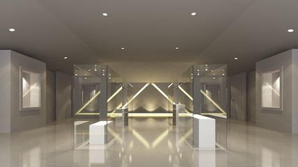  museum exhibition hall ,3d concept