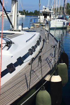 	 Blue sail boat yacht in marina