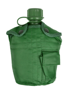 Army water canteen isolated