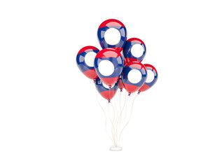 Flying balloons with flag of laos