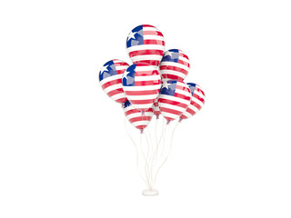 Flying balloons with flag of liberia