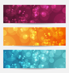 Fototapeta na wymiar Set of abstract banners with bokeh effect