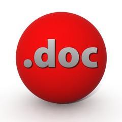 .doc circular icon on white background