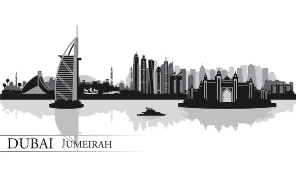Dubai Jumeirah skyline silhouette background