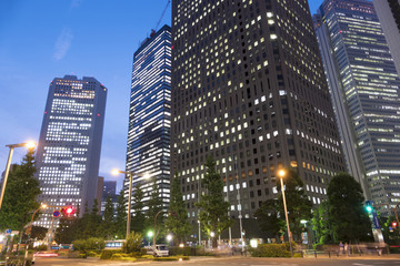 Fototapeta na wymiar 東京都庁と新宿高層ビル街のトワイライト