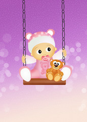 baby female on swing
