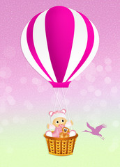 baby girl on hot air balloon