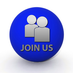 Join us circular icon on white background