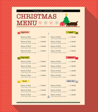 Christmas menu food and drink design template layout