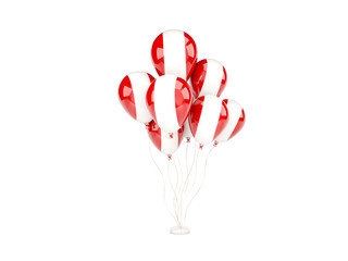 Flying balloons with flag of peru