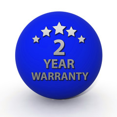 Two year warranty circular icon on white background