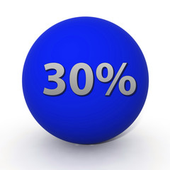 Thirty percent circular icon on white background